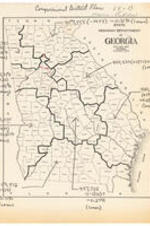County map of Georgia with handwritten Congressional population demographics.
