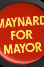 A campaign button for Maynard Jackson.
