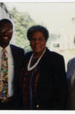 A group attends an I.T.C. grand reunion. Written on verso: Gloria Tate, Mr. Simmons, Minnie, Angelin Simmons. ITC Grand Reunion 1994.