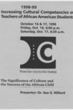A presentation flier advertising "The significance of Culture and the Success of the African Child."