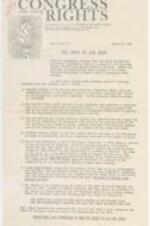 This newsletter and newspaper, published by the Emergency Civil Liberties Committee, exposes the House Un-American Activities Committee (HUAC) and its alleged involvement in a conspiracy to promote fascist thinking in the United States. The newsletter presents evidence that suggests the HUAC's connection to various hate groups and individuals with controversial ideologies. It highlights the scandalous attack on the National Council of Churches, the involvement of committee chairman Francis Walter and staff director Richard Arens in projects funded by Wycliffe Draper, a wealthy individual interested in proving the genetic inferiority of African Americans, and the alleged receipt of private funds by the HUAC. 3 pages.