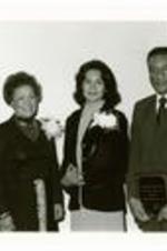 Written on verso: (L-R) President Hugh M. Gloster, Mrs. Beulah Gloster, Mrs. James Hall, Brig. General James Hall Founder's Day Banquet Feb. 21, 1981.