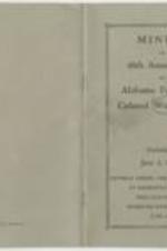 Minutes of the 48th Annual Session of the Alabama Federation of the Colored Women's Clubs detailing the conference sessions, reports, and member directory. 26 pages.