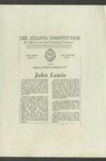 Newspaper article from The Atlanta Constitution endorsing John R. Lewis for the Fifth District congressional seat in an upcoming special election after it was vacated by Andrew Young after his appointment to the United Nations. Among its reasons for endorsing Lewis as a worthy successor to Young, the Constitution primarily believed that he would be a strong advocate for the people of the district. The Constitution also noted that Lewis was an original freedom rider and leader of the Student Non-Violent Coordinating Committee, emphasizing his deep understanding of the political process and the problems facing the Fifth District. 1 page.