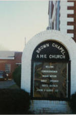 A picture of Brown Chapel A.M.E. Church's marquee sign announcing Congresswoman Maxine Waters as a guest speaker.