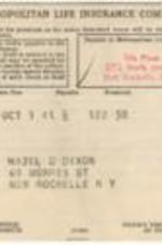 A payment notice from the Metropolitan Life Insurance Company.