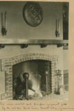 A fireplace and mantle in the Chadwick home. Written on recto: Picture over mantle and fireplace equipment given by Mr. and Mrs. David Jones, Bennett College, Greensboro, North Carolina.