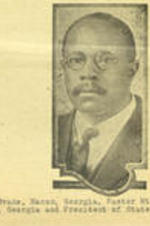 Witten on recto: Rev. John H. Evans, Macon, Georgia, Pastor Mt. Olive Baptist Church, Macon, Georgia and President of State Sunday School Convention.