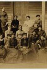 Group portrait of Sophia B. Packard and Harriet E. Giles with Spelman Seminary Students.