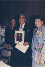 Evelyn G. Lowery poses for a photo with award recipient Charles Rangel at the 22nd Annual SCLC/W.O.M.E.N. Drum Major for Justice Awards dinner.
