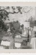 Double exposed image, outdoor views of homecoming parade.