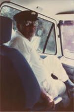Joseph E. Lowery is shown sitting in a truck and posing for a picture in Cape Town, South Africa.