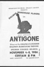 A program and other supplementary materials from Spelman College's 1986 production of Antigone.