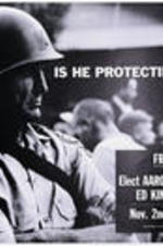 A Committee to Elect Aaron Henry poster featuring a Mississippi Highway Patrol officer. Written on recto: Is he protecting you? Freedom vote. Elect Aaron Henry for Governor, Ed king for Lt. Governor. Nov. 2nd, 3rd, 4th at [blank].