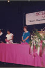 Evelyn G. Lowery (at right) and panelists are shown at the SCLC/WOMEN luncheon held as part of the 34th Annual Southern Christian Leadership Conference Convention in Birmingham, Alabama.