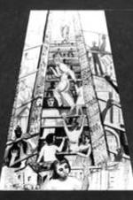 A drawing of people climbing a ladder symbolizing struggle and prosperity.