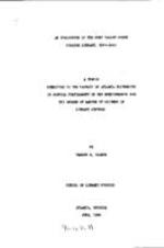 An evaluation of the Fort Valley State College Library 1956-1956, 1956
