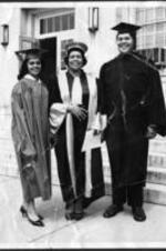 In June 1964, Jackson graduates from law school at North Carolina Central University (NCCU) the same day that his sister graduated from Hillside High School in Durham. Standing between them is their mother, Dr. Jackson, chair of the Foreign Language Department at NCCU. Following the death of her husband, Irene Jackson returned to the University of Toulouse and earned her doctorate in French in 1958.