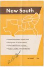 This issue of "New South" delves into the ongoing student sit-in movement that began over a year ago in Greensboro, North Carolina, and has shown little sign of fading. The movement has evolved to include what is now known as the "Freedom Rides," which recently reached a climax with the Alabama riots. The magazine provides a brief overview of the movement's origins and its current forms of protest. 9 pages.