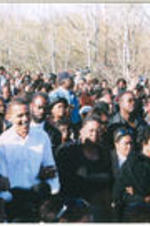 Joseph E. Lowery (at left in photo) marches with Barack Obama and others during an anniversary marking of the Selma to Montgomery March on March 4, 2007.