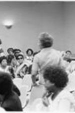 A group shares a discussion at the Conference to Access the State of Black Arts and Letters in Chicago, IL. May 26-28, 1972.