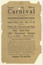 Second Annual Midway Carnival flier from the Neighborhood Union describing activities and price for ticket. 1 page.