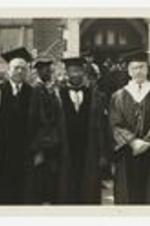 Written on verso: 1938, Dr. Louis T. Wright (4th from left on front row), receives Honorary Doctor of Science degree from his Alma Mater, Clark University, 1937.