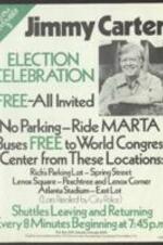 Flyer for President Jimmy Carter's Presidential Election Celebration, held by the 1976 Democratic Presidential Campaign Committee, Inc at the World Congress Center on November 2, 1976. 1 page.
