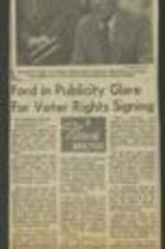 Newspaper article describing President Ford's signing of a seven-year extension of the Voting Rights Act of 1965, despite warnings from some political advisers that it could harm his conservative image in the South. The legislation was passed by Congress over the objections of some Southern lawmakers, who argued that it was punitive and unfairly regional in scope. Ford's decision to sign the bill was praised by civil rights leaders, who said it was a victory for democracy. 1 page.
